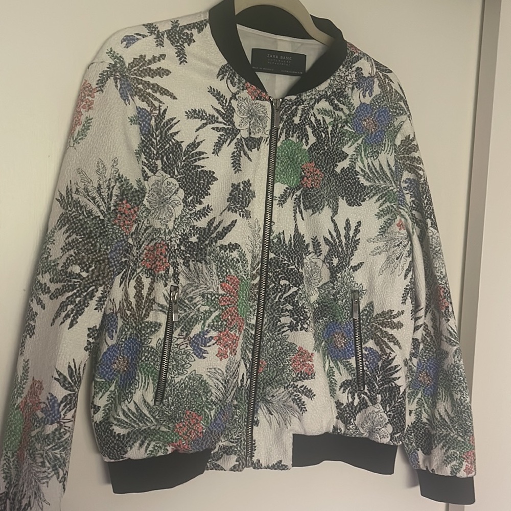 Leaf Pattern Bomber Jacket - image 3